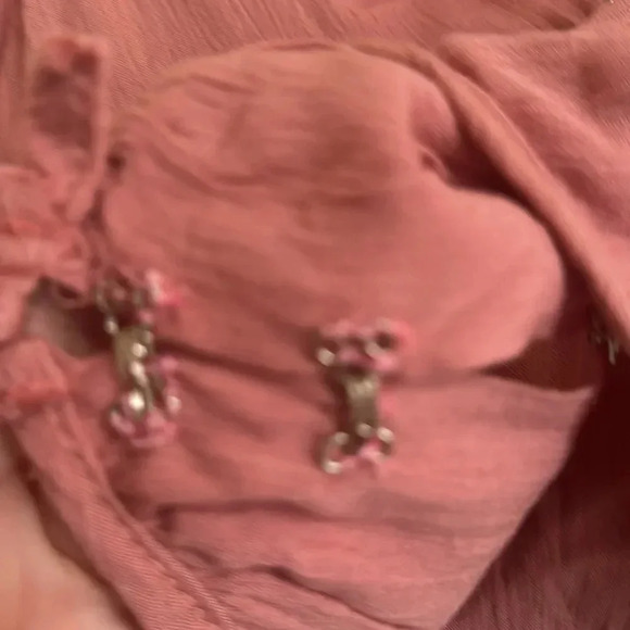 Wild Love Boho Blouse - Long Sleeve with tie front - hook closure Size Small EUC - Picture 3 of 5